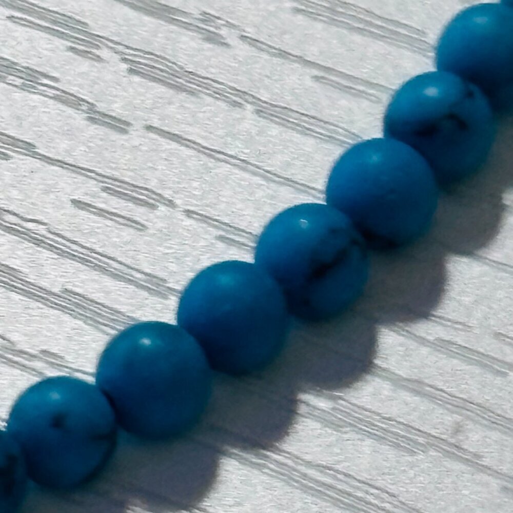 Turquoise Bead Choker Necklace Minimalist 16” Toggle Clasp - Picture 6 of 12
